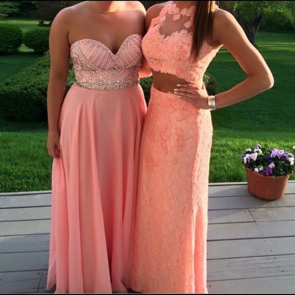 Jovani Two Piece Coral Prom Dress - Picture 1 of 5